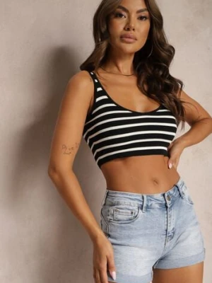 Niebieskie Denimowe Szorty z Bawełny High Waist z Efektem Push-Up Zoebe m.sara