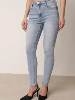 Niebieskie Dopasowane Jeansy z Bawełną i Modelującym Przeszyciem Janiah daysie