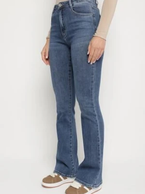 Niebieskie Elastyczne Jeansy o Kroju Dzwonów Zenaia hello miss