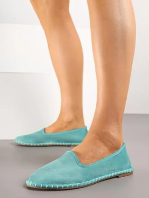 Niebieskie Espadryle Balerinki z Ozdobnymi Przeszyciami Firavione