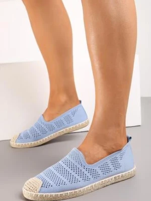 Niebieskie Espadryle z Ażurowej Siateczki Ozdobione Plecionką Lanivesa