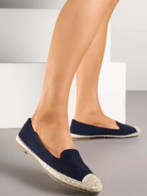 Granatowe Espadryle z Motywem Plecionki Ralomea