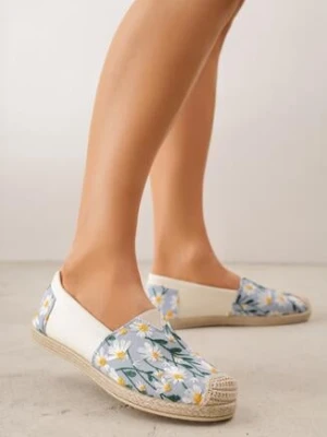 Niebieskie Espadryle z Plecionką i Kwiatowym Haftem Alenara ballada