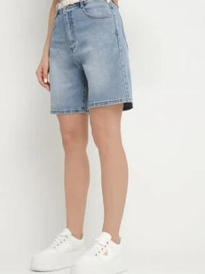 Niebieskie Jeansowe Szorty Bermudy z Wysokim Stanem Tenilorea milas91