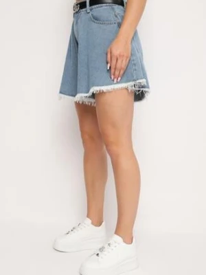 Niebieskie Jeansowe Szorty o Luźnym Fasonie z Dodatkowym Paskiem Cilike elsa.m by may