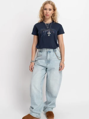 Niebieskie jeansy BAGGY z efektem sprania Reporter