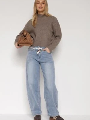 Niebieskie Jeansy Balloon z Regularnym Stanem i Ozdobnym Wiązaniem Rislyn