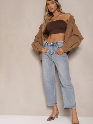 Niebieskie Jeansy High Waist Mom Fit Zolseli