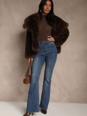 Niebieskie Jeansy High Waist o Kroju Dzwonów Finvenne milas91