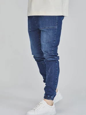 Niebieskie jeansy męskie joggers SikSilk