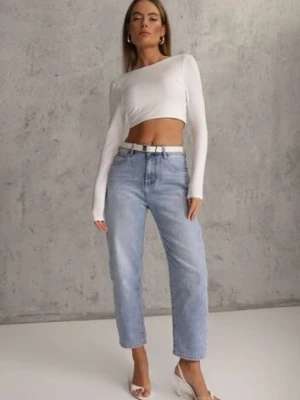 Niebieskie Jeansy Mom Fit High Waist Ankle Length Nikathe