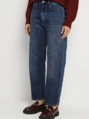 Niebieskie Jeansy Mom Fit High Waist z Bawełny Nelimesa