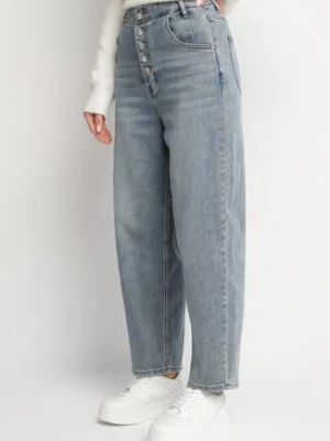 Niebieskie Jeansy Mom Fit z Bawełną i Wysokim Stanem Efanelis milas91