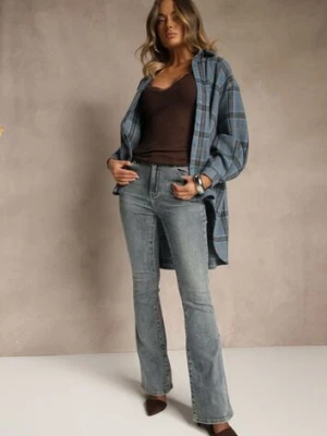 Niebieskie Jeansy o Fasonie Flare Regular Waist Setava hello miss