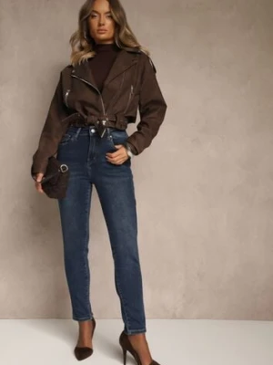 Niebieskie Jeansy o Fasonie Skinny Regular Waist Razella hello miss