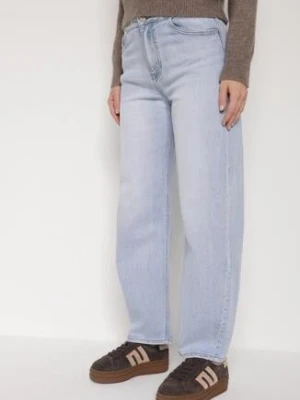 Niebieskie Jeansy o Fasonie Slouchy z Wysokim Stanem Zarinvia