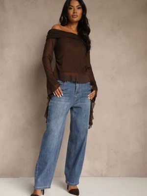 Niebieskie Jeansy o Kroju Balloon High Waist Analerie