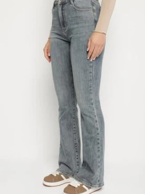 Niebieskie Jeansy o Kroju Dzwonów z Regularnym Stanem Setva hello miss