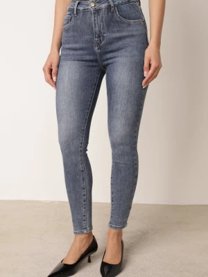 Niebieskie Jeansy o Kroju Skinny z Bawełną Wyposażone w Gumkę w Pasie Tamello Milas91