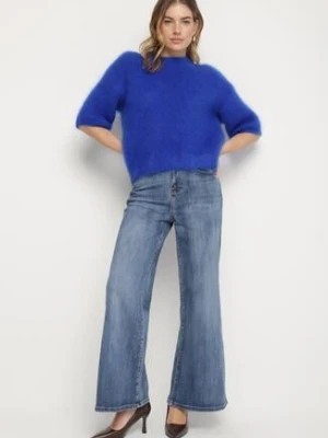 Niebieskie Jeansy o Szerokim Kroju z Wysokim Stanem Zarisa milas91