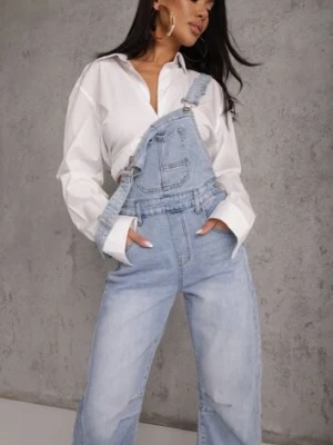 Niebieskie Jeansy Ogrodniczki z Nogawką Balloon z Bawełną Vimalliene