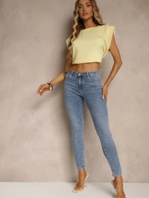 Niebieskie Jeansy Skinny Regular Waist Tolilune