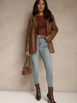 Niebieskie Jeansy Skinny Regular Waist z Bawełną Tevirsa