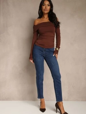 Niebieskie Jeansy Skinny Regular Waist z Dodatkiem Wiskozy Zenesia hello miss