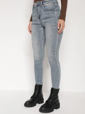 Niebieskie Jeansy Skinny z Bawełną z Regularnym Stanem Tevalka