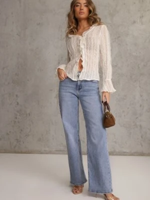 Niebieskie Jeansy Wide Leg Regular Waist z Bawełną i Dodatkiem Wiskozy Jeniemala