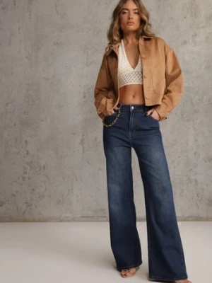 Niebieskie Jeansy Wide Leg Regular Waist z Bawełną i Domieszką Wiskozy Petocea