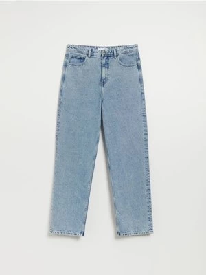 Niebieskie jeansy wide leg z efektem sprania House