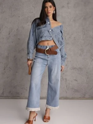 Niebieskie Jeansy z Bawełną i Koronką przy Nogawkach Neathlin milas91