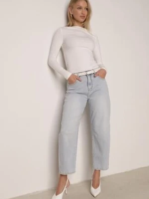 Niebieskie Jeansy z Bawełną o Fasonie Mom Fit z Wysokim Stanem Vrenes