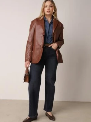 Niebieskie Jeansy z Bawełną z Wysokim Stanem i Szerokimi Nogawkami Nixeasi