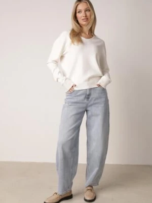 Niebieskie Jeansy z Bawełną z Wysokim Stanem o Kroju Typu Loose Ianione