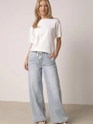 Niebieskie Jeansy z Lyocellem i Bawełną o Szerokim Kroju z Wiązaniem Zolia
