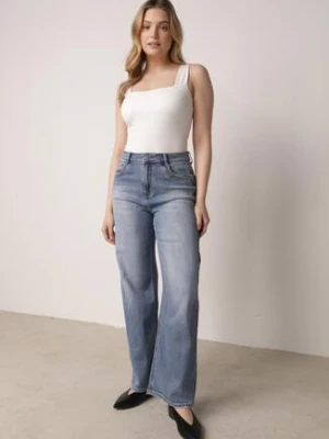 Niebieskie Jeansy z Wysokim Stanem i Szerokimi Nogawkami z Bawełną i Wiskozą Corraesea milas91