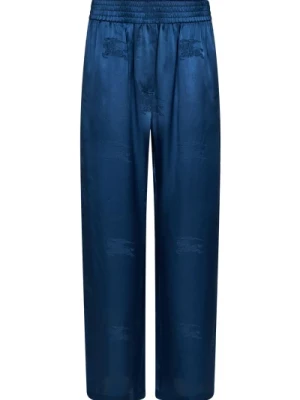 Niebieskie Jedwabne Spodnie z Szerokimi Nogawkami Burberry