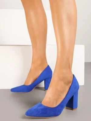 Niebieskie Klasyczne Czółenka na Obcasie Vices ze Skórzaną Wkładką Maithria