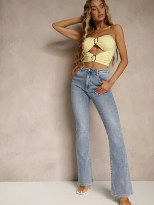 Niebieskie Klasyczne Jeansy Flare Regular Waist Neliovia