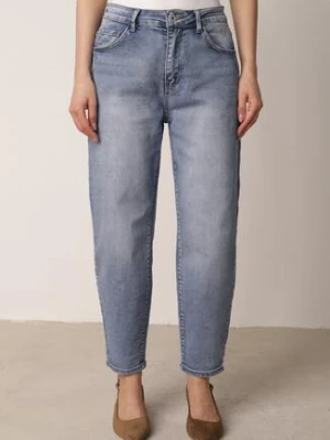 Niebieskie Klasyczne Jeansy Mom Fit z Wysokim Stanem z Bawełny Charvielle daysie