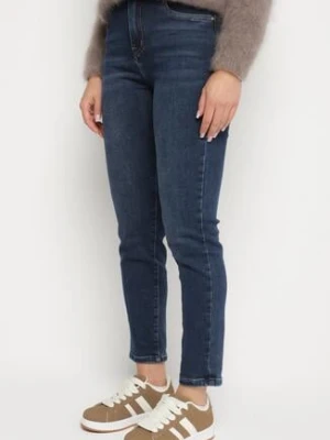 Niebieskie Klasyczne Jeansy Skinny z Regularnym Stanem Rastina hello miss
