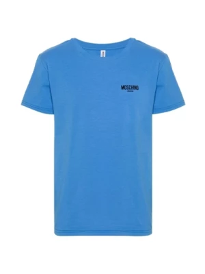 Niebieskie Koszulki i Pola z Logo Moschino