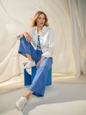 Niebieskie lniano-bawełniane spodnie damskie Anna Wide – Ocean Breeze Olsen