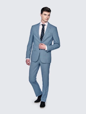 Niebieskie męskie spodnie garniturowe w kratkę Pako Lorente