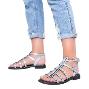 Niebieskie metaliczne sandały gladiatorki Xana Inna marka