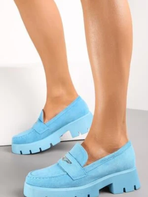 Niebieskie Mokasyny na Grubej Podeszwie z Protektorem Ulona