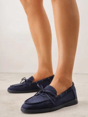 Niebieskie Mokasyny ze Sznurkiem i Kokardą Samiphia fashion belle