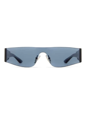 Niebieskie Mono Prostokątne Okulary przeciwsłoneczne w stylu maski Balenciaga